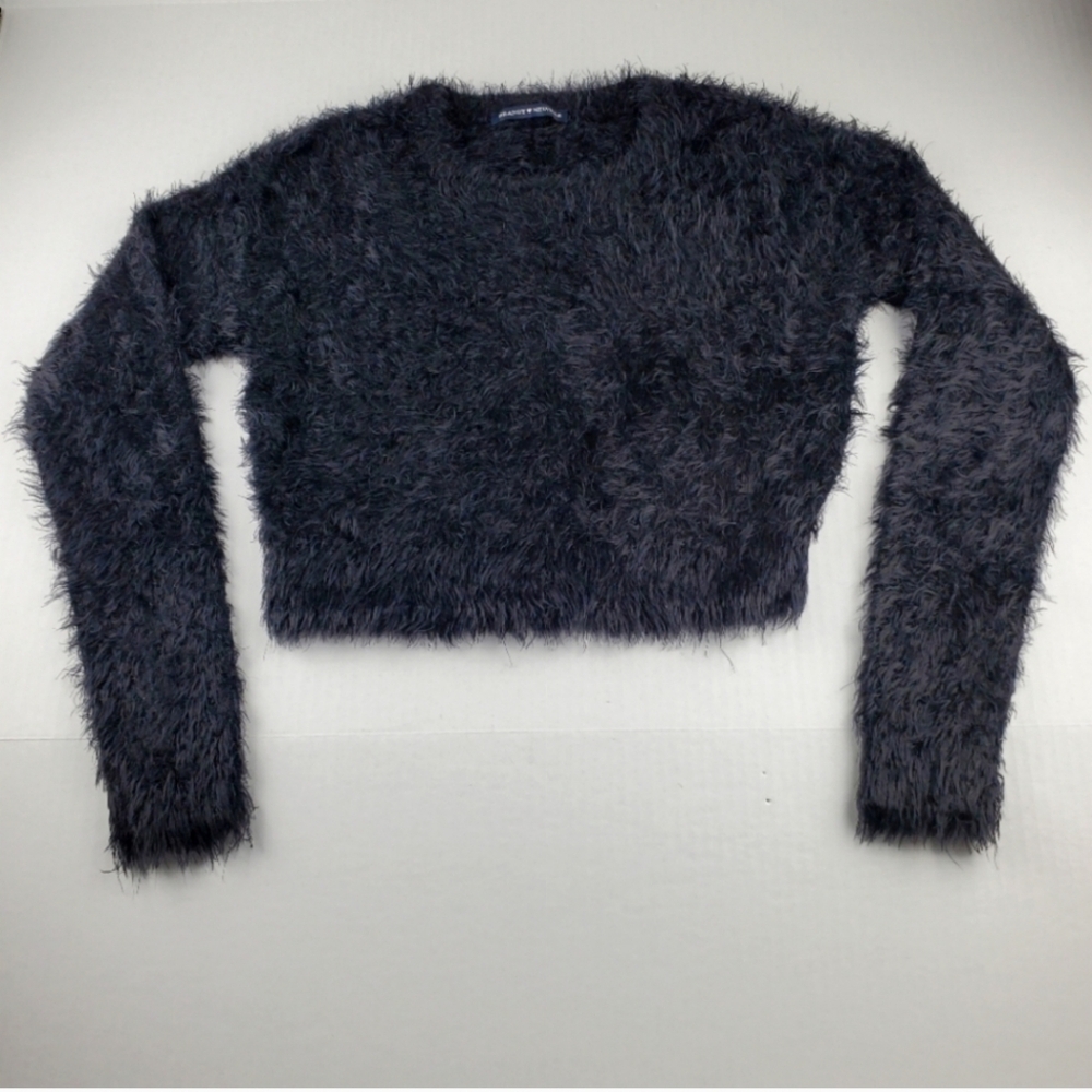 Brandy Melville Black Monster Fur Cropped Sweater
